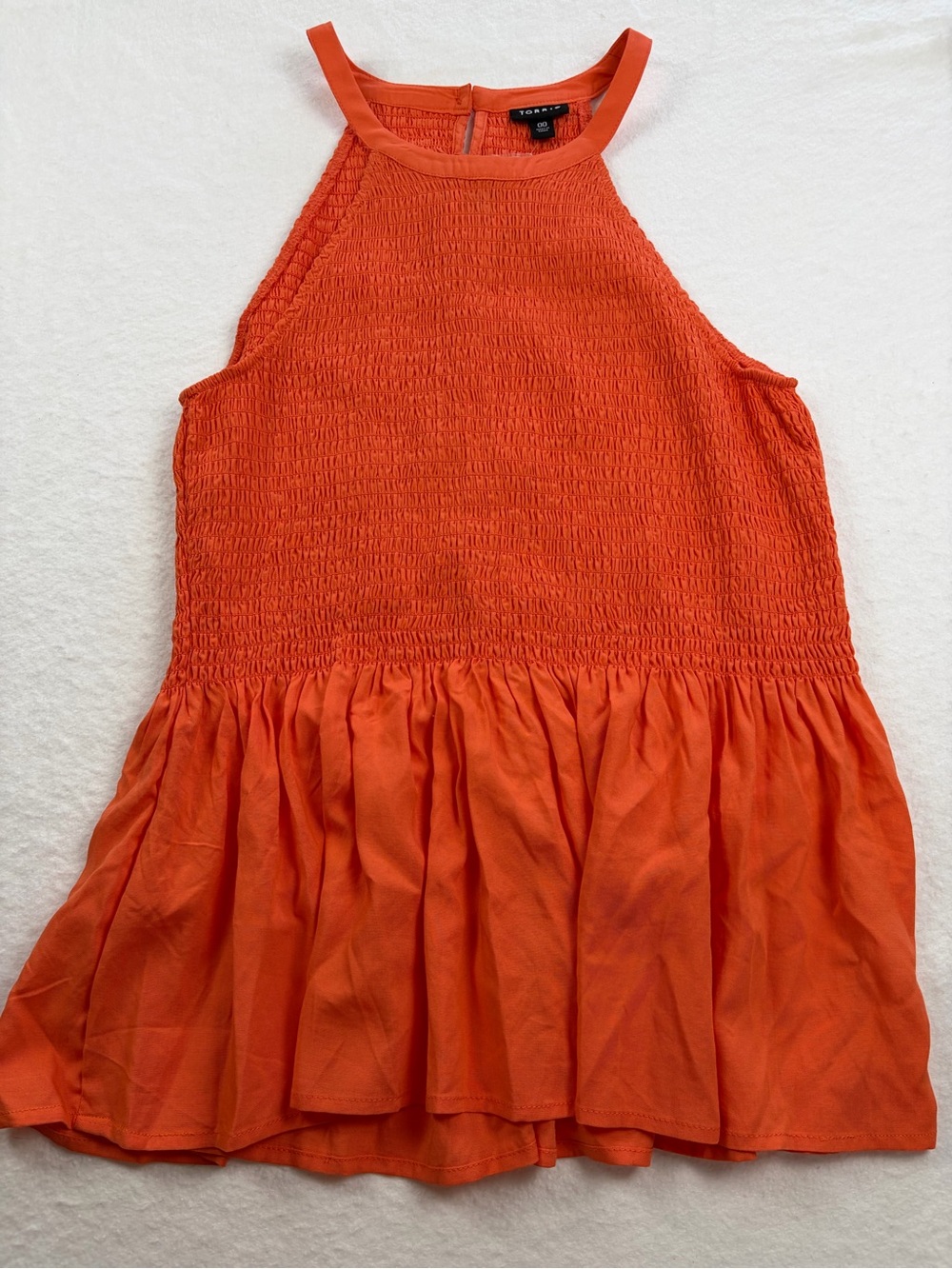 torrid Orange Smocked‎ Halter Ruffle Tank